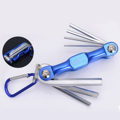 Aluminum folding hex wrench set, flat head Torx hex wrench, 7pc/8pc folding hex wrench