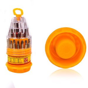 Multi-functional combination screwdriver set (flathead, Phillips, and pagoda screwdrivers; 31-piece appliance repair tool set)