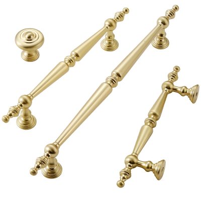 Zinc alloy French-style light luxury gold wardrobe door handle, modern minimalist copper drawer single hole